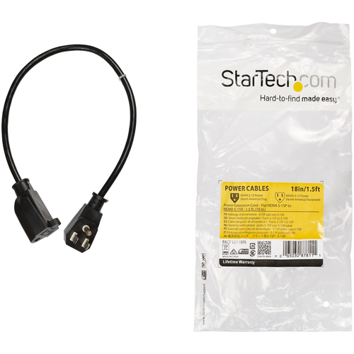 Miniatura 3 de Cables de poder StarTech.com Macho, Hembra 125 V, 0.5 m, Negro
