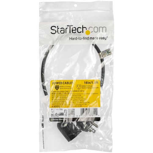 Miniatura 2 de Cables de poder StarTech.com Macho, Hembra 125 V, 0.5 m, Negro