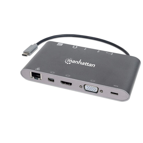 Docking Station Manhattan Docking Station USB-C SuperVelocidad 7 en 1 USB 3.2 Gen 1 (3.1 Gen 1) Type-C, HDMI 1, USB A 3, USB Tipo C 1