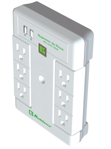 Miniatura 2 de Supresor de picos Koblenz SS-2000 USB 2000 J, 6 contactos, Gris, Blanco