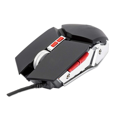 Mouse Manhattan Mouse óptico Gaming LED con cable Óptico, 7 Botones, 3200 DPI, USB tipo A, Negro