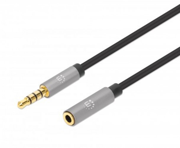 Cable de audio Manhattan Extensión de Cable Auxiliar de Audio Estéreo 3,5mm a 3,5mm, 5 m, Negro