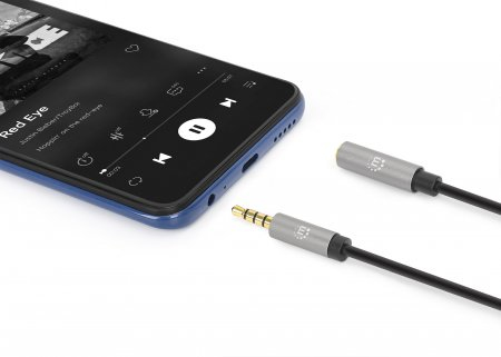 Miniatura 2 de Cable de audio Manhattan Extensión de Cable Auxiliar de Audio Estéreo 3,5mm a 3,5mm, 5 m, Negro
