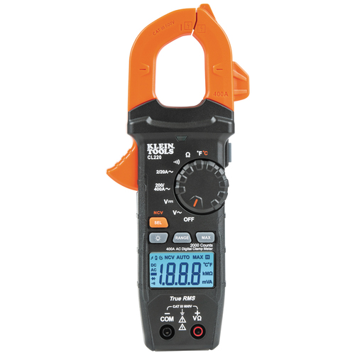 Ampera?metro Digital de Gancho de Rango Automa?tico de 400 A CA con Medidor de Temperatura.