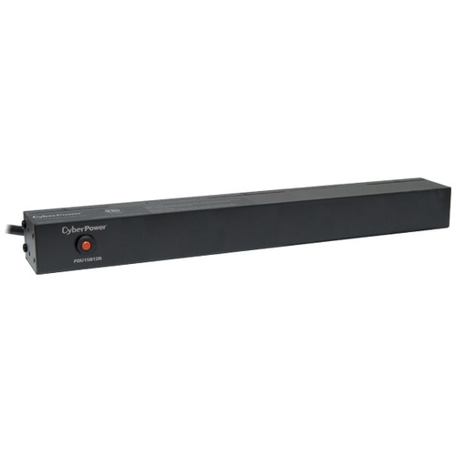 Sistema de Alimentacion CyberPower PDU15B12R Horizontal/Vertical, 12 salidas AC, Conector NEMA 5–15P, 50 - 60 Hz, Máxima corriente 15 A, Voltaje 120 V, Cable de 4.57 m, Capacidad del rack 1U, Color Negro