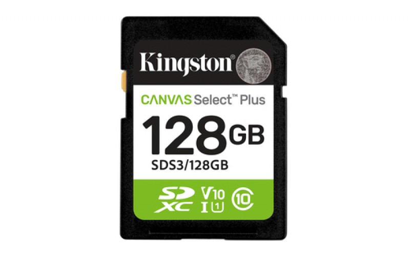 Memoria Kingston Technology Canvas Select Plus Gen3 128 GB, Velocidad 150 MB/s, Clase 10