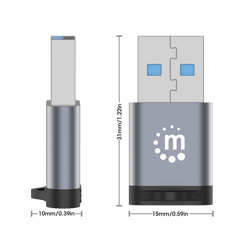 Miniatura 2 de Adaptador Manhattan 356305 USB-A a USB-C, Negro, Gris