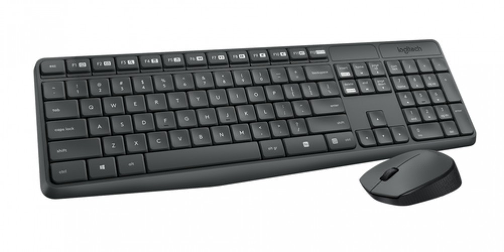 Teclado Inalámbrico Logitech MK235 Español, Tamaño completo (100%), 10 m, Teclado numérico, Gris