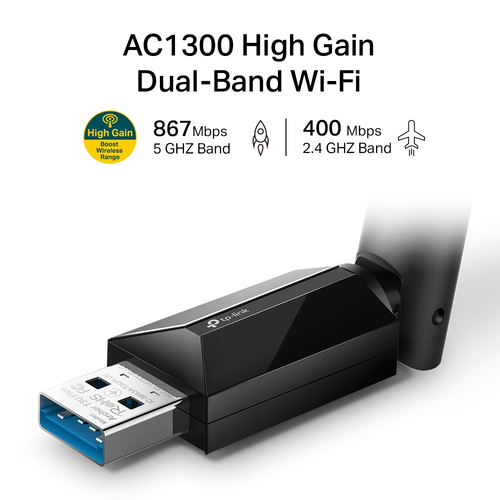 Miniatura 5 de Tarjeta de red inalambrica TP-Link Archer T3U Plus USB, Wi-Fi 5 (802.11ac), Negro