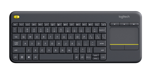 Teclado Logitech K400 Plus Español, Inalámbrico, RF inalámbrico, Interruptor de membrana, Negro