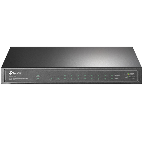Switch TP-Link TL-SG1210P No administrado, RJ-45 9, Gigabit Ethernet (10/100/1000), (PoE +) 8, Gris