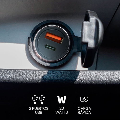 Miniatura 4 de Cargador Vorago 12 - 24 V, Universal, Auto, 1USB-C, Carga rápida, 20 W, Negro