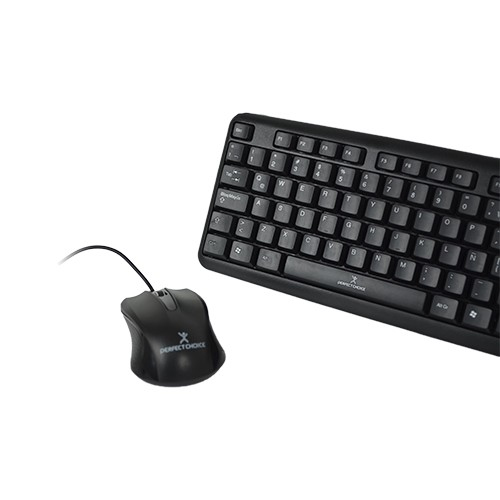Miniatura 2 de Kit Teclado y Mouse Perfect Choice PC-201076 USB, Interruptor de membrana, Alambrico, 1000 DPI, Negro