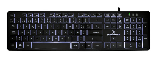 Teclado Perfect Choice PC-201304 Espanol, Alambrico, USB, Interruptor de membrana, Negro