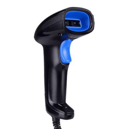 Lector de codigo de barras Evotec EV-3001 Tipo de escaneo 1D, Sensor Laser, Alámbrico, Interfaz USB, Color Negro, Azul