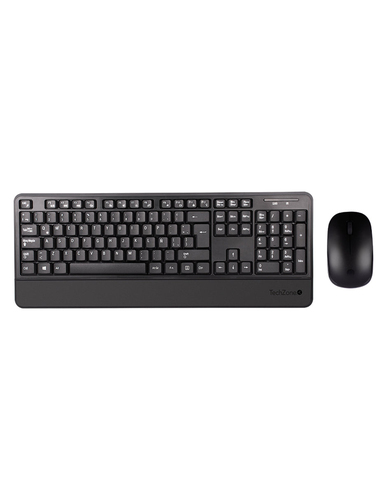 Teclado Inalámbrico TechZone TZCOMBINA07 Tamaño completo (100%), 10 m, Teclado numérico, Negro