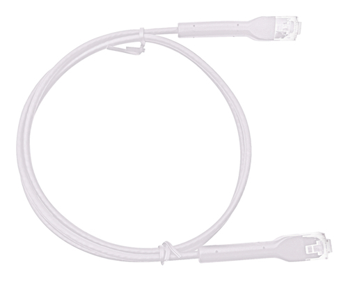 Mini Patch Cord Cat6 Ultra Slim 0.5 m Blanco a?? Ahorra Espacio sin Organizadores, con Bota Flexible