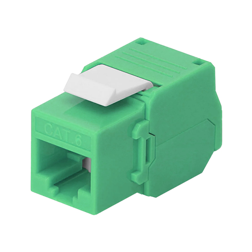 Ma?dulo Jack Keystone Cat6 (toolless), con terminacia?n en a?ngulo 180 a? Color Verde, Compatible con Faceplate y Patchpanel Linkedpro