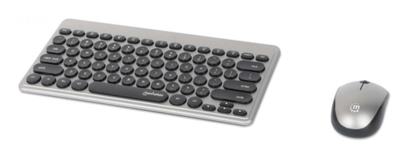 Teclado Inalámbrico Manhattan 10 m, Teclado numérico, Negro, Plata