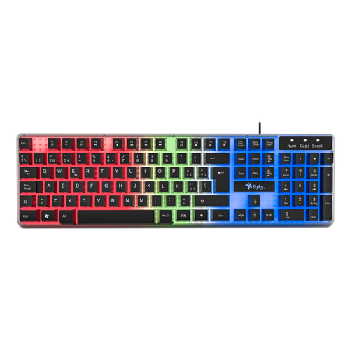Teclado Stylos STTEALLED1T Español, Alámbrico, USB, Interruptor de membrana, LED, Transparente