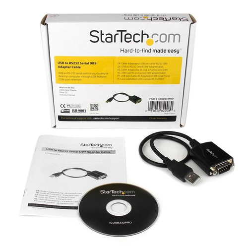 Miniatura 2 de Tarjeta StarTech.com Cable .3m USB a Puerto Serial Serie RS232 DB9 con Retención del Puerto de Asignación COM, Negro, CE, FCC, Mac OS X 13.0 Ventura, 70 g, 1 pieza(s), 174 mm