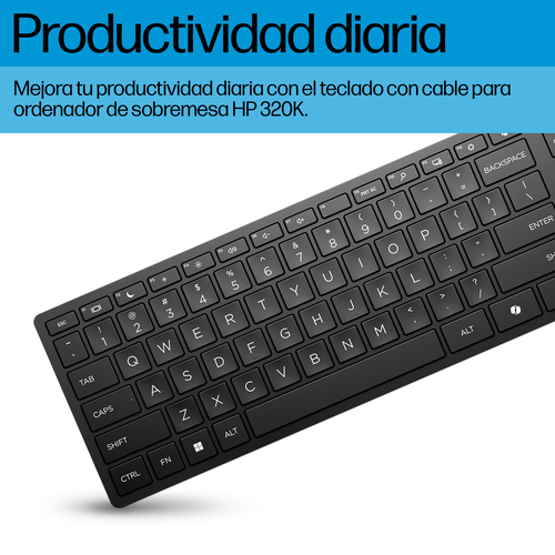 Miniatura 3 de Teclado HP 320K, Alambrico, USB, Ingles, Negro