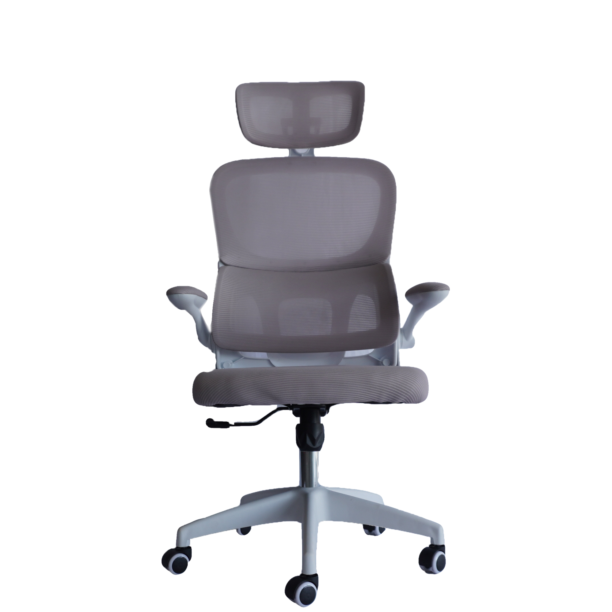 Silla Gerencial MODAMOB modelo Polar, Respaldo y Cabecera De Malla, Piston De Gas C3 120Kg, Reposabrazos, Soporte Lumbar, Color Gris.