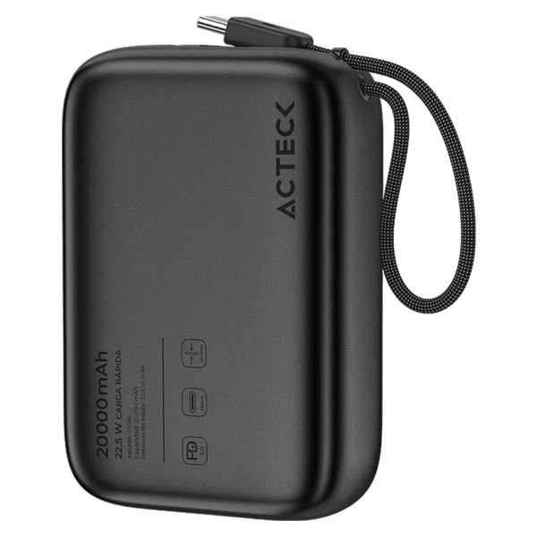Power bank Acteck Energon Go Plug Max PG80, 20,000mAh, USB-C, Negro