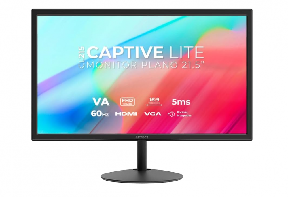 Monitor Acteck Captive Lite CL215 LCD 21.5, Full HD, 60Hz, HDMI, Bocinas Integradas, Negro