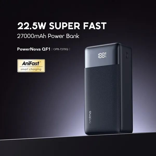 Miniatura 2 de Power Bank Oraimo PowerNova QF1 OPB-7270Q, 22.5W, 27000mAh, digital, 2xUSB-A/1xUSB-C, Negro