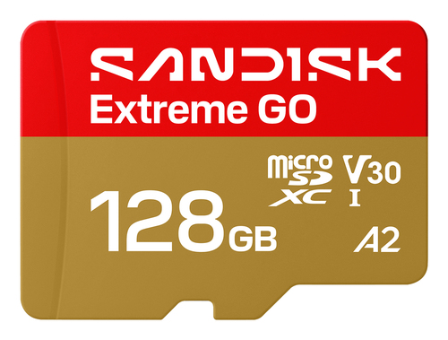 Memoria Micro SD SanDisk Extreme GO, 128GB, Velocidad 240 MB/s, Disenada a prueba de agua, golpes y altas temperaturas.