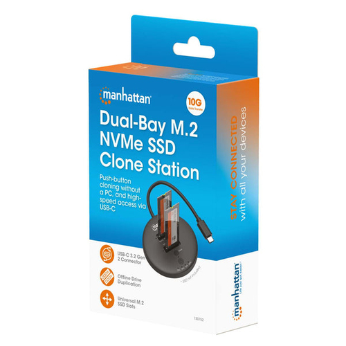 Miniatura 2 de Docking y Clonador de SSD M.2 NVMe de Manhattan, Velocidad 10 Gbps, Interfaz USB-C, Duplica datos sin PC.