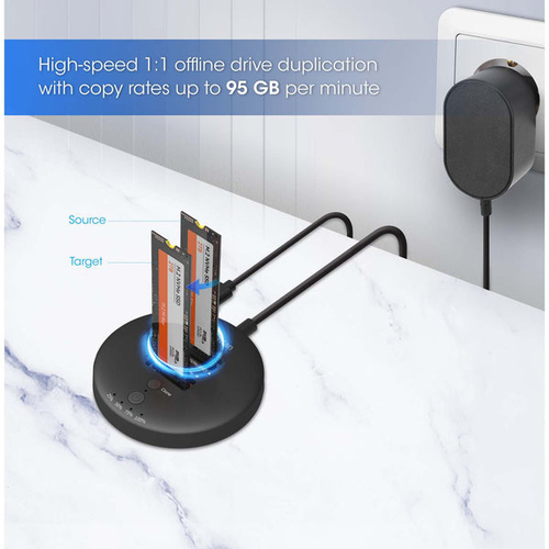 Miniatura 5 de Docking y Clonador de SSD M.2 NVMe de Manhattan, Velocidad 10 Gbps, Interfaz USB-C, Duplica datos sin PC.