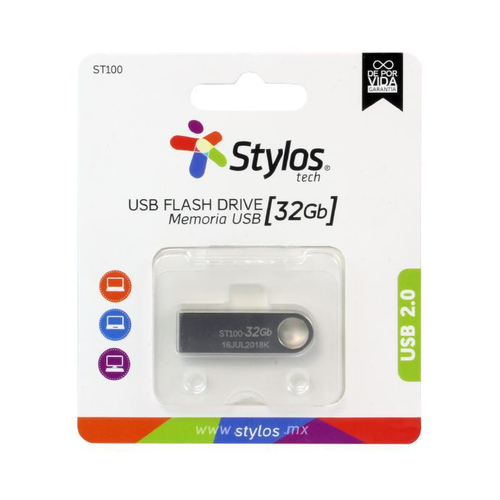 Memoria usb Stylos STMUSB3B 32 GB 2.0, Color Gris, Plata