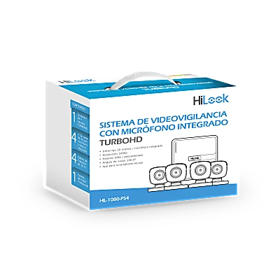 Kit de Vigilancia HiLook CCTV, DVR 4 Canales Lite, 4 Camaras bala con microfono