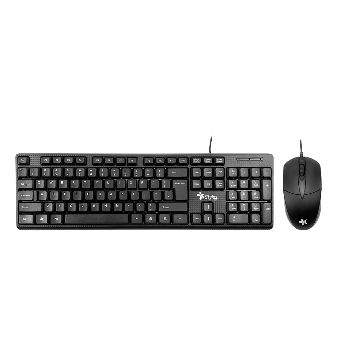 Kit Teclado y Mouse Stylos STPKTM4B USB, Alámbrico, Negro