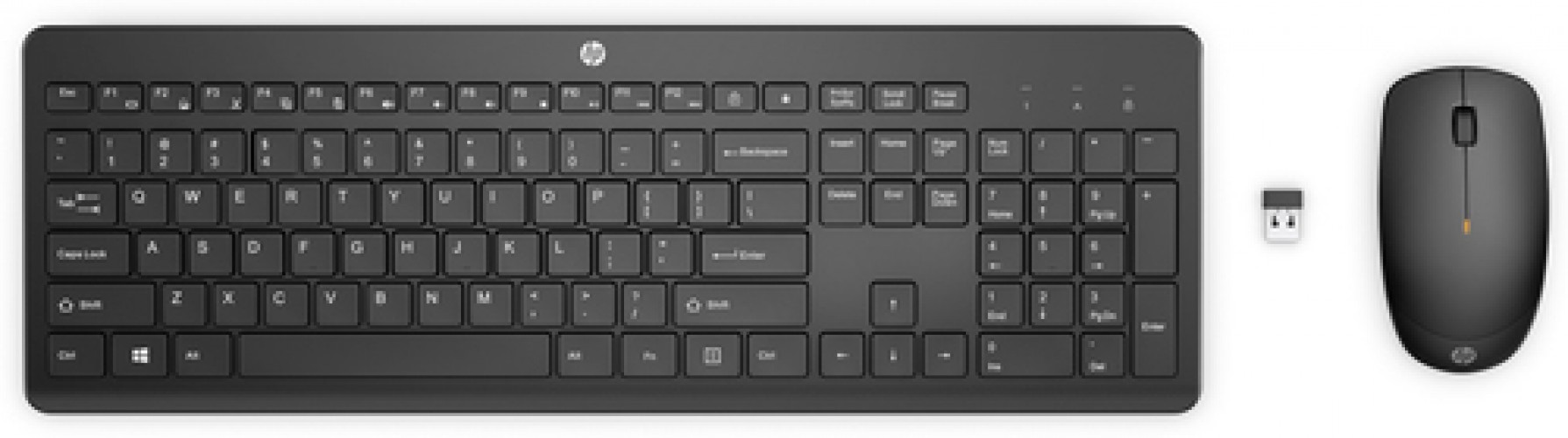 Teclado Inalámbrico HP Tamaño completo (100%), 10 m, Teclado numérico, Negro