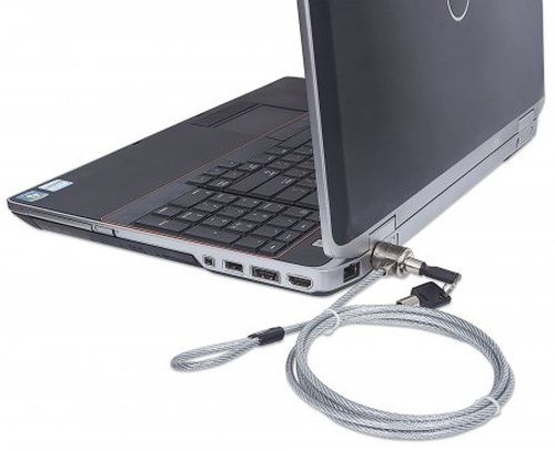 Miniatura 2 de Cable antirrobo Manhattan Candado de Seguridad para Portátiles 2 Teclas, 1.4 m, PVC, Acero, Plata